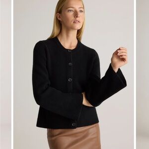 Mongolian Cashmere Structured Cardigan in black